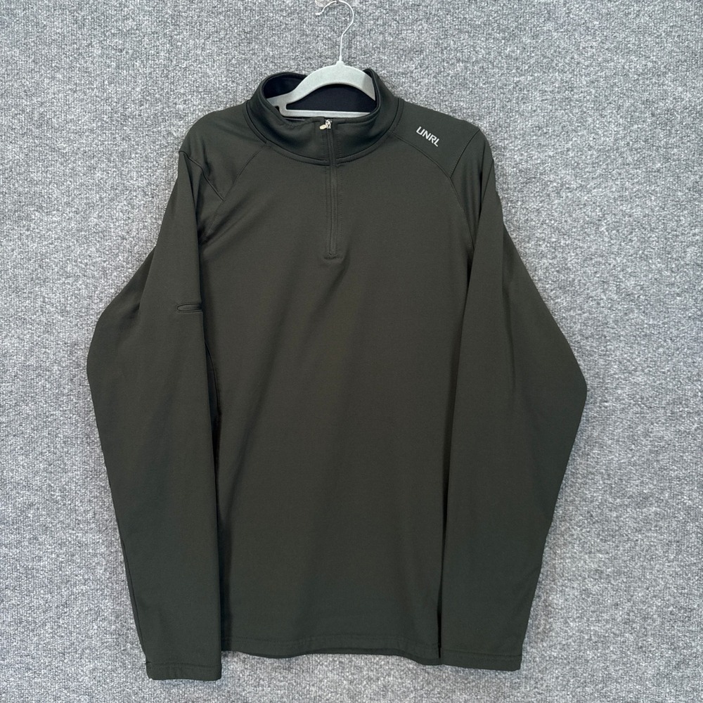 UNRL Elite 1/4 Zip Pullover Shirt Mens Large Green Performance Golf Active